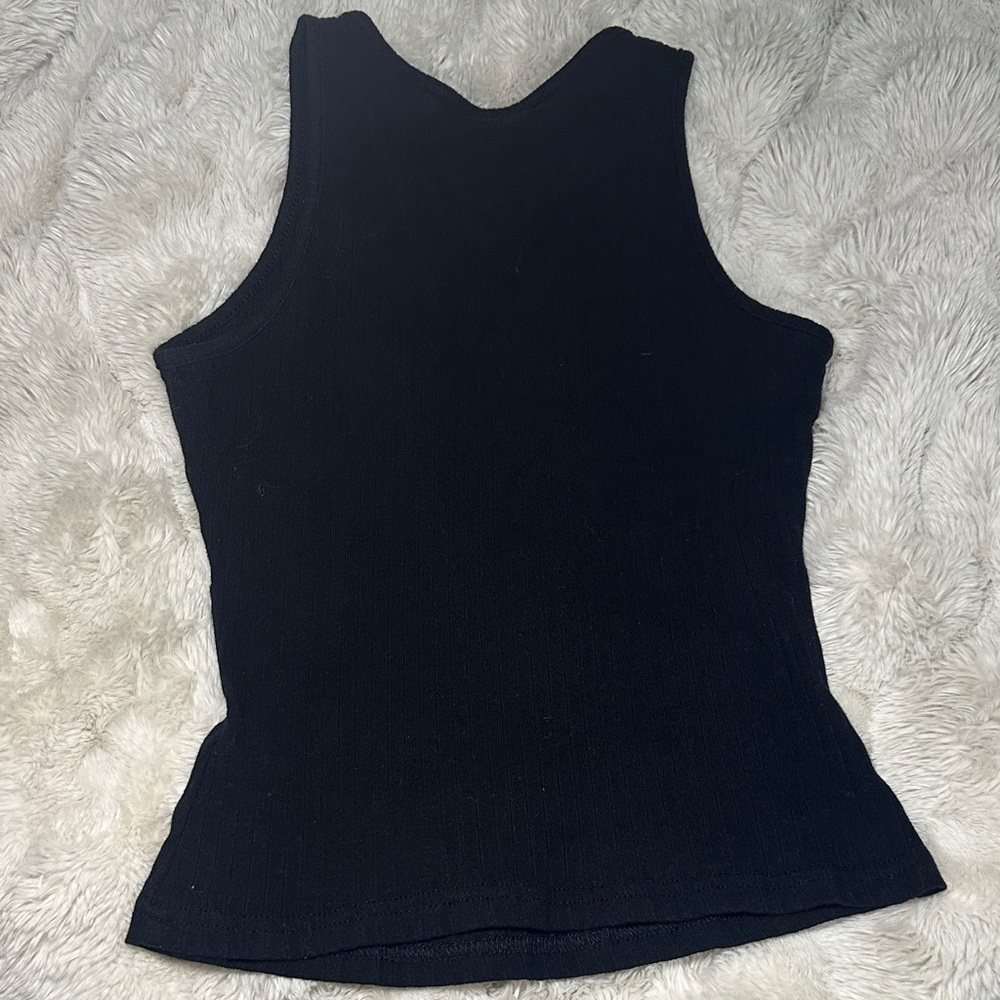 Black Ribbed Tank Top - Women's - Picture 2 of 2